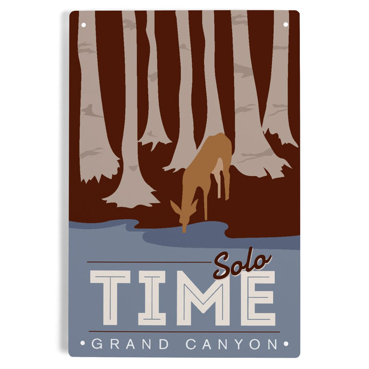 Grand Canyon National Park, Arizona, Solo Time, Deer Drinking, Vector Style, Metal Signs Metal Lantern Press 