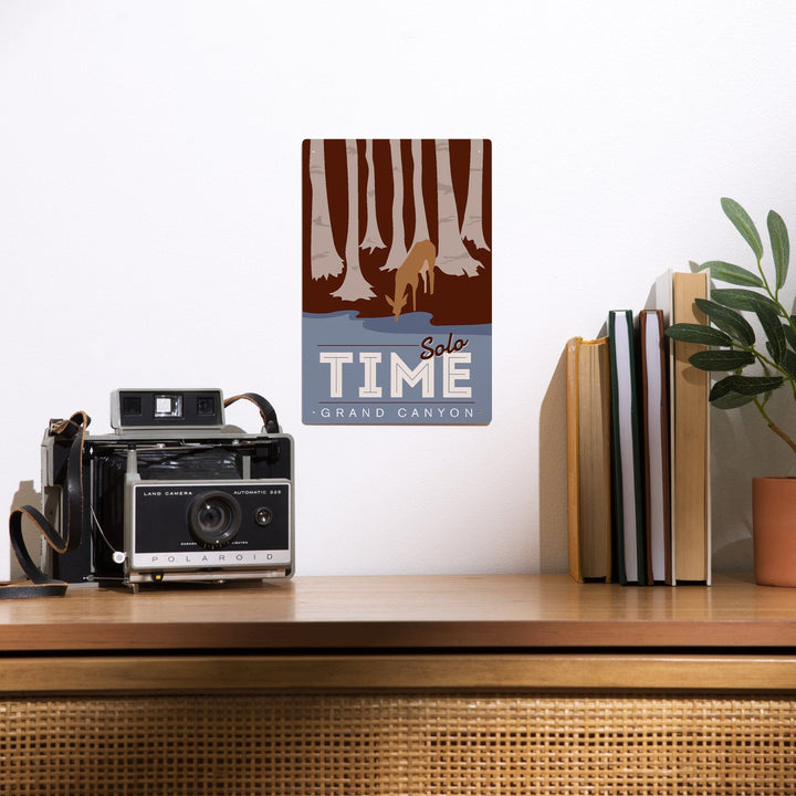 Grand Canyon National Park, Arizona, Solo Time, Deer Drinking, Vector Style, Metal Signs Metal Lantern Press 