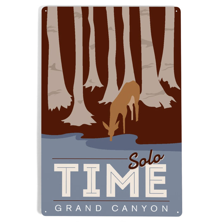 Grand Canyon National Park, Arizona, Solo Time, Deer Drinking, Vector Style, Metal Signs Metal Lantern Press 