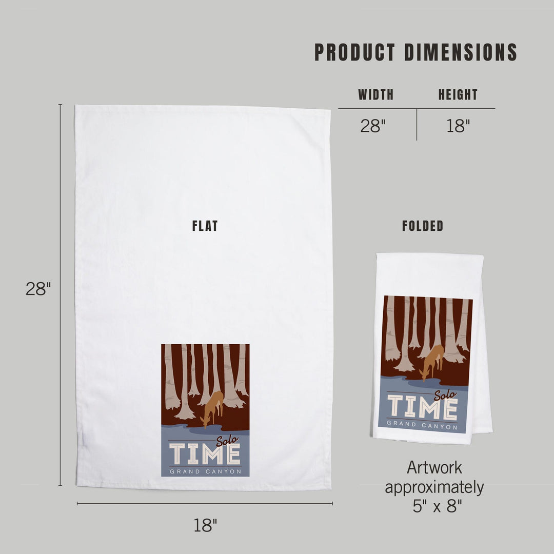 Grand Canyon National Park, Arizona, Solo Time, Deer Drinking, Vector Style, Organic Cotton Kitchen Tea Towels Kitchen Lantern Press 