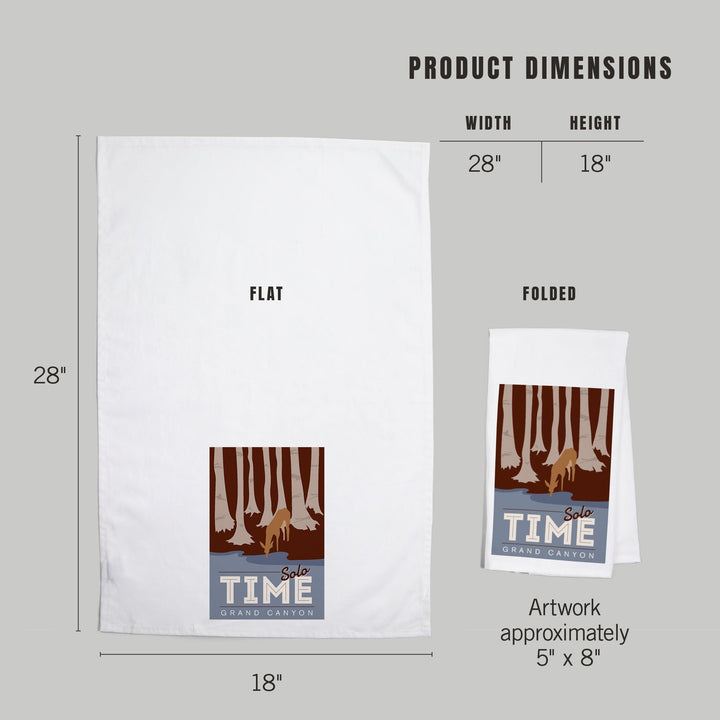 Grand Canyon National Park, Arizona, Solo Time, Deer Drinking, Vector Style, Organic Cotton Kitchen Tea Towels Kitchen Lantern Press 