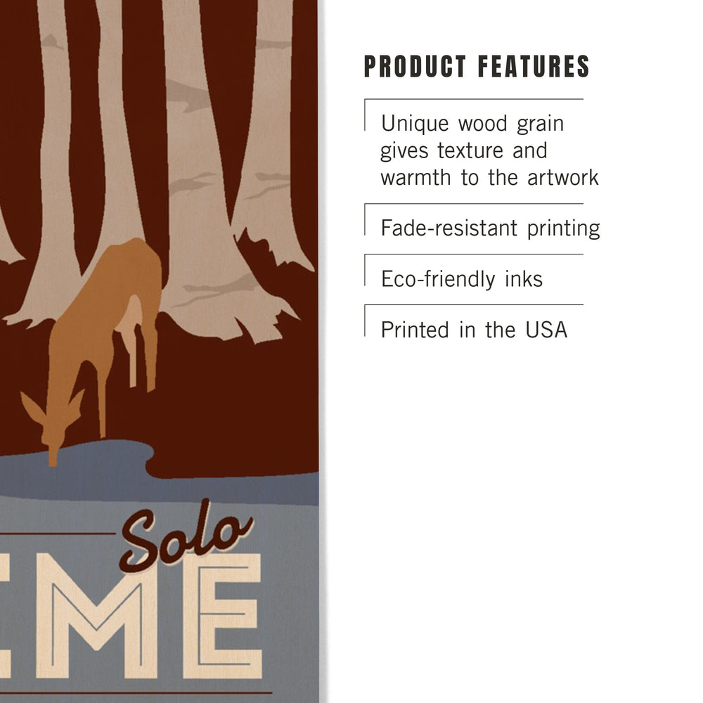 Grand Canyon National Park, Arizona, Solo Time, Deer Drinking, Vector Style, Wood Signs and Postcards Wood Lantern Press 
