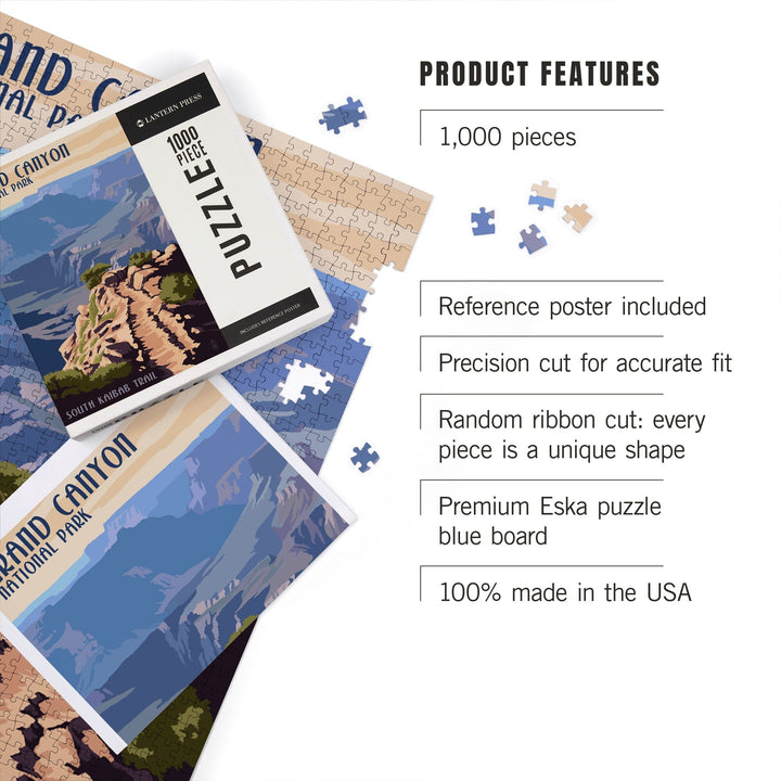 Grand Canyon National Park, Arizona, South Kaibab Trail, Jigsaw Puzzle Puzzle Lantern Press 
