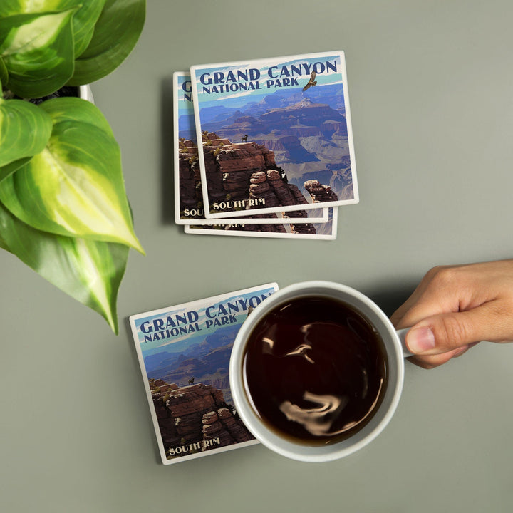 Grand Canyon National Park, Arizona, South Rim, Lantern Press Artwork, Coaster Set - Lantern Press