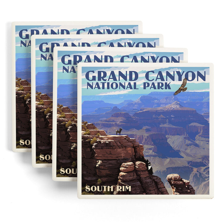 Grand Canyon National Park, Arizona, South Rim, Lantern Press Artwork, Coaster Set - Lantern Press