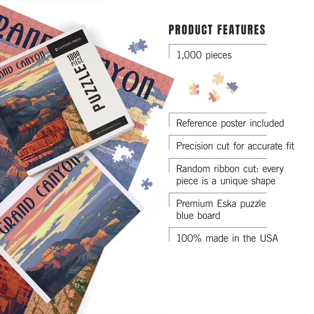 Grand Canyon National Park, Arizona, Sunset View, Jigsaw Puzzle Puzzle Lantern Press 
