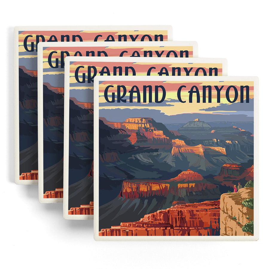 Grand Canyon National Park, Arizona, Sunset View, Lantern Press Artwork, Coaster Set - Lantern Press