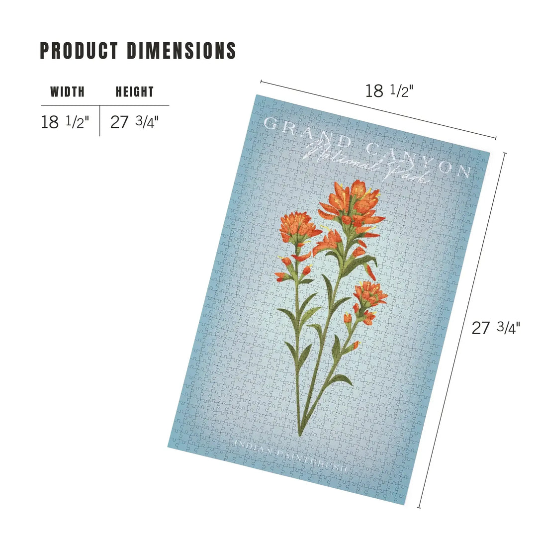 Grand Canyon National Park, Arizona, Vintage Flora, Indian Paintbrush, Jigsaw Puzzle Puzzle Lantern Press 