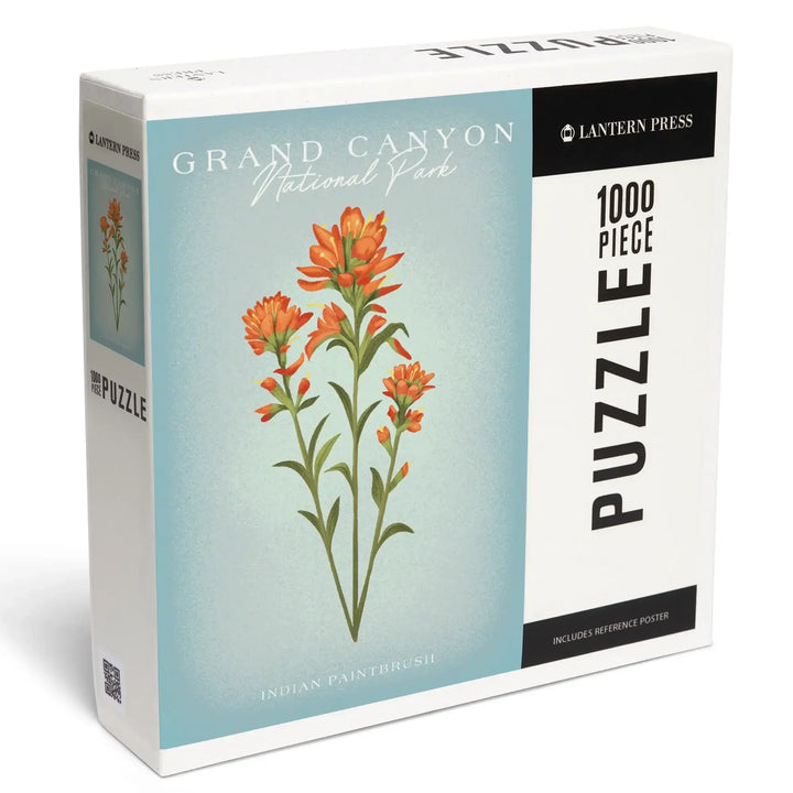 Grand Canyon National Park, Arizona, Vintage Flora, Indian Paintbrush, Jigsaw Puzzle Puzzle Lantern Press 