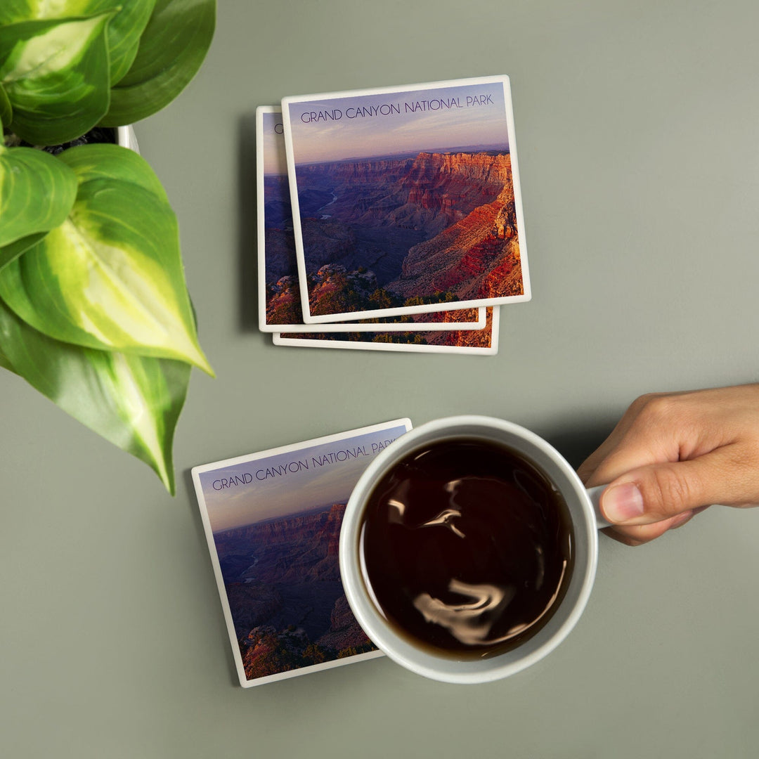 Grand Canyon National Park, Arizona, Watchtower and River at Sunset, Coasters Coasters Lantern Press 