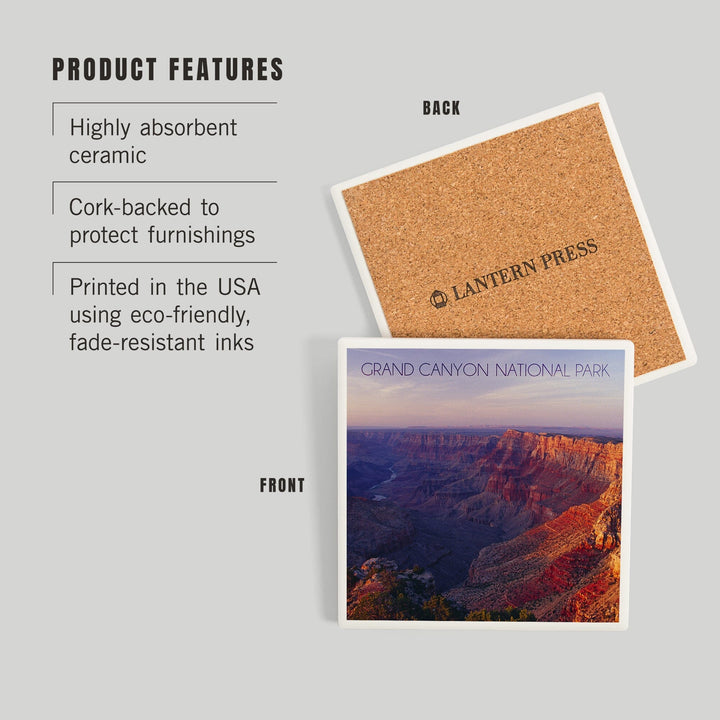 Grand Canyon National Park, Arizona, Watchtower and River at Sunset, Coasters Coasters Lantern Press 