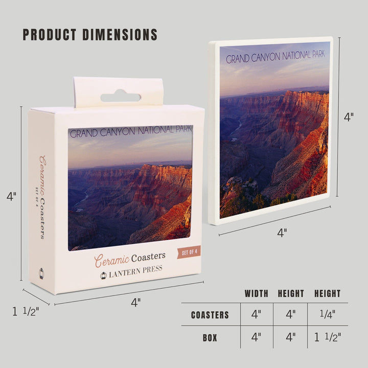 Grand Canyon National Park, Arizona, Watchtower and River at Sunset, Coasters Coasters Lantern Press 