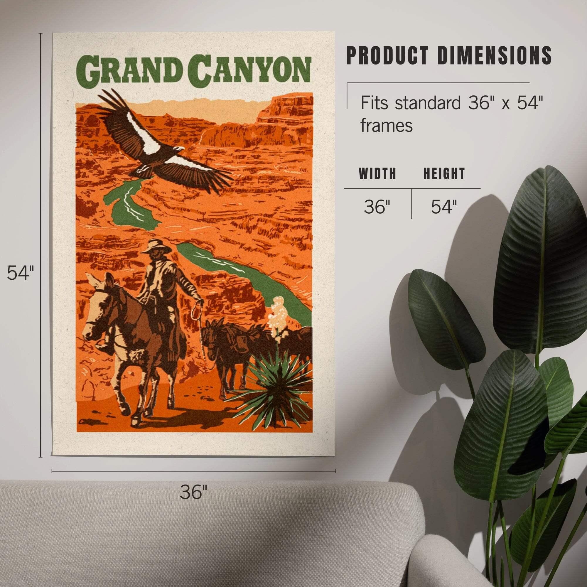 Grand Canyon National Park, Arizona, Woodblock, Art & Giclee