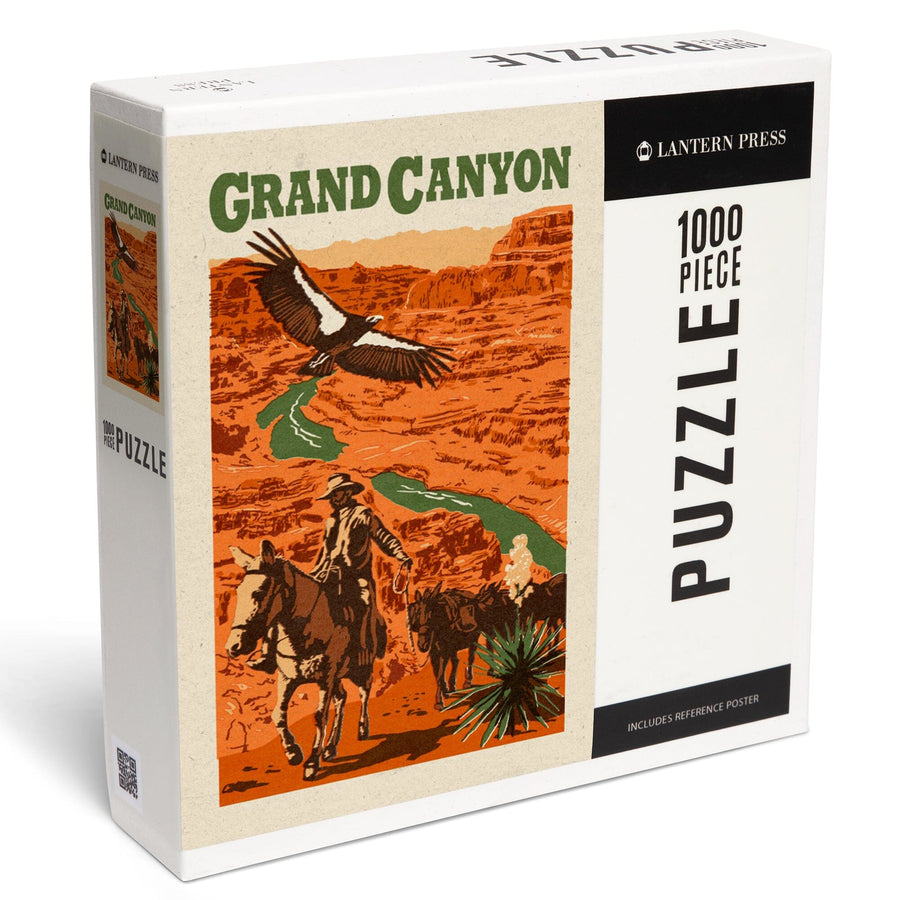 Grand Canyon National Park, Arizona, Woodblock, Jigsaw Puzzle Puzzle Lantern Press 