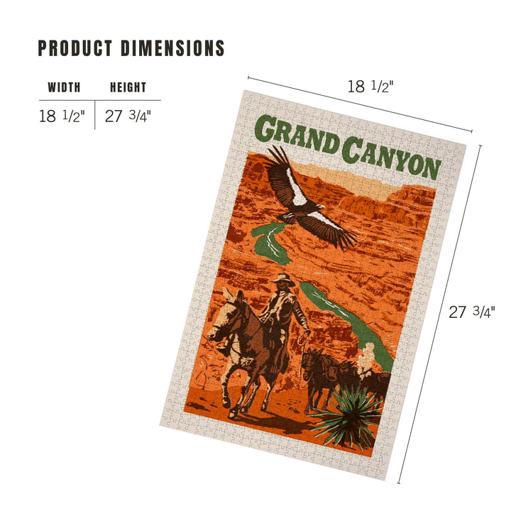 Grand Canyon National Park, Arizona, Woodblock, Jigsaw Puzzle Puzzle Lantern Press 