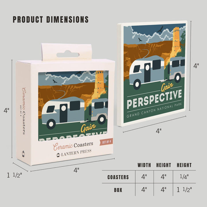 Grand Canyon National Park, Gain Perspective, Coasters Coasters Lantern Press 