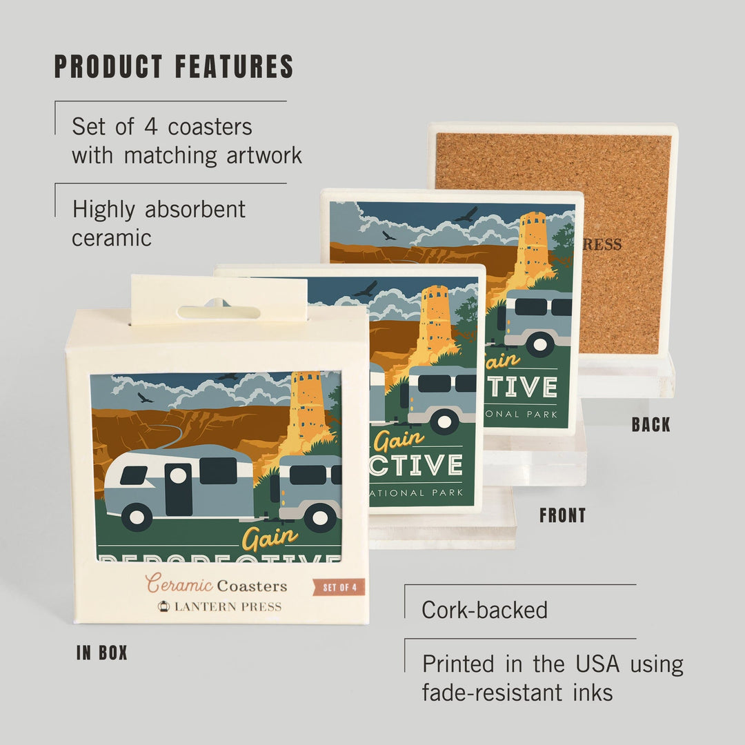 Grand Canyon National Park, Gain Perspective, Coasters Coasters Lantern Press 