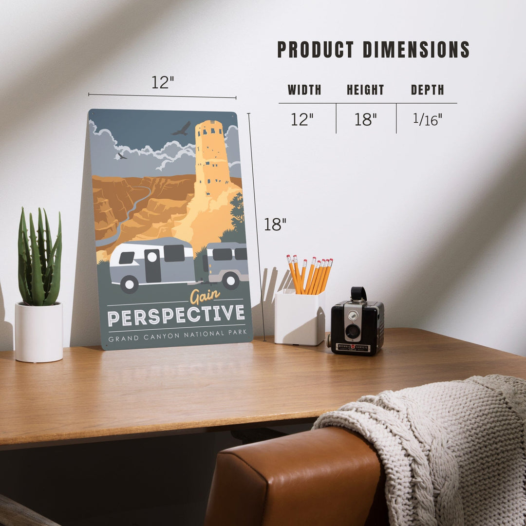 Grand Canyon National Park, Gain Perspective, Metal Signs Metal Lantern Press 