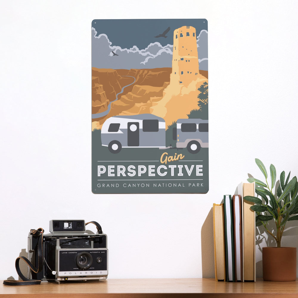 Grand Canyon National Park, Gain Perspective, Metal Signs Metal Lantern Press 