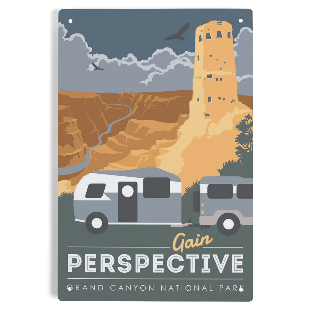 Grand Canyon National Park, Gain Perspective, Metal Signs Metal Lantern Press 