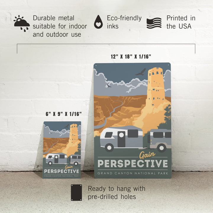 Grand Canyon National Park, Gain Perspective, Metal Signs Metal Lantern Press 