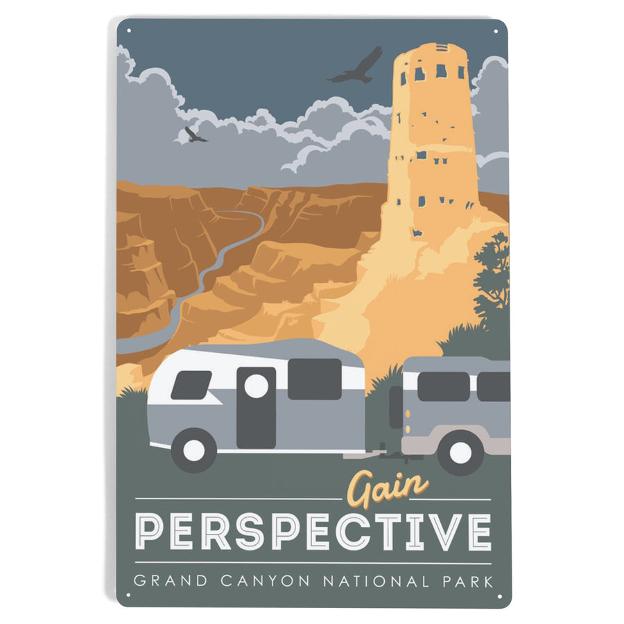 Grand Canyon National Park, Gain Perspective, Metal Signs Metal Lantern Press 