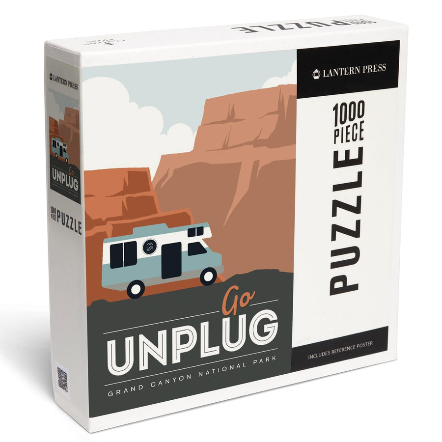 Grand Canyon National Park, Go Unplug, Retro RV, Jigsaw Puzzle Puzzle Lantern Press 