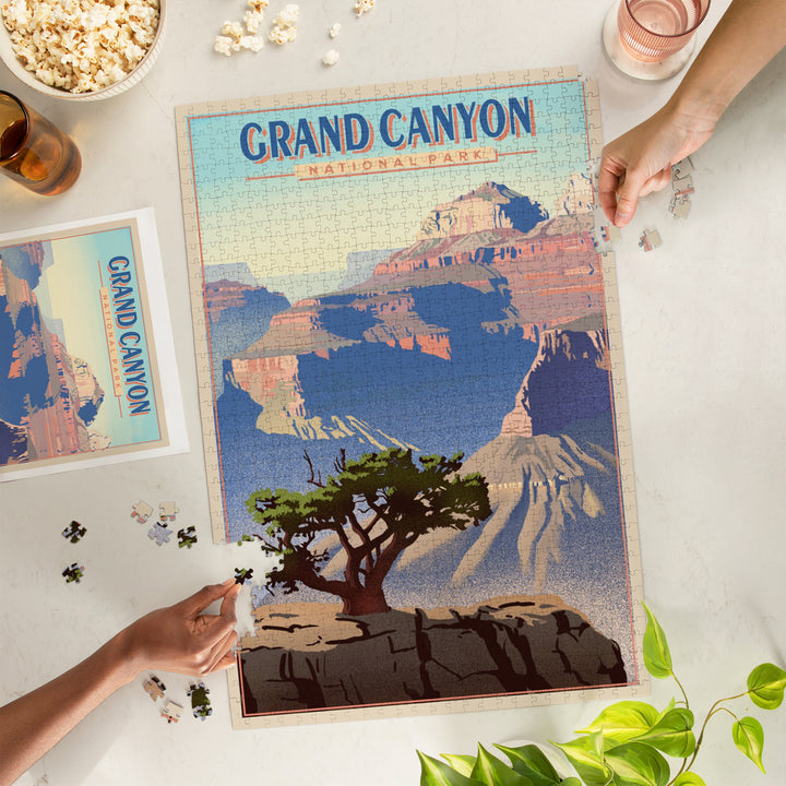 Grand Canyon National Park, Lithograph, Jigsaw Puzzle Puzzle Lantern Press 