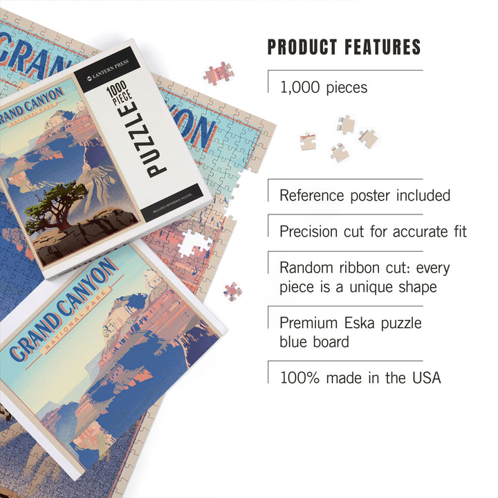 Grand Canyon National Park, Lithograph, Jigsaw Puzzle Puzzle Lantern Press 
