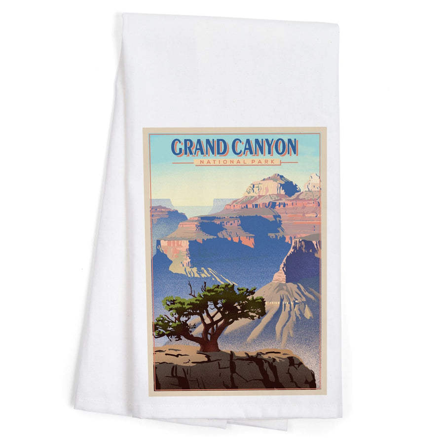 Grand Canyon National Park, Lithograph, Organic Cotton Kitchen Tea Towels Kitchen Lantern Press 