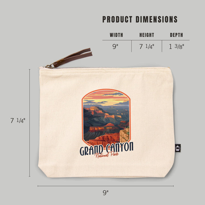 Grand Canyon National Park, Mather Point,, Organic Cotton Zipper Pouch, Go Bag Go Bag Lantern Press 