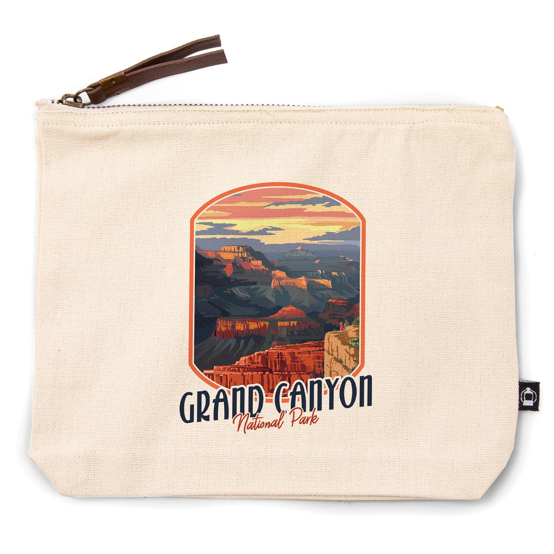 Grand Canyon National Park, Mather Point,, Organic Cotton Zipper Pouch, Go Bag Go Bag Lantern Press 