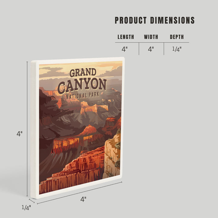 Grand Canyon National Park, Mather Point, Painterly, Coasters Coasters Lantern Press 