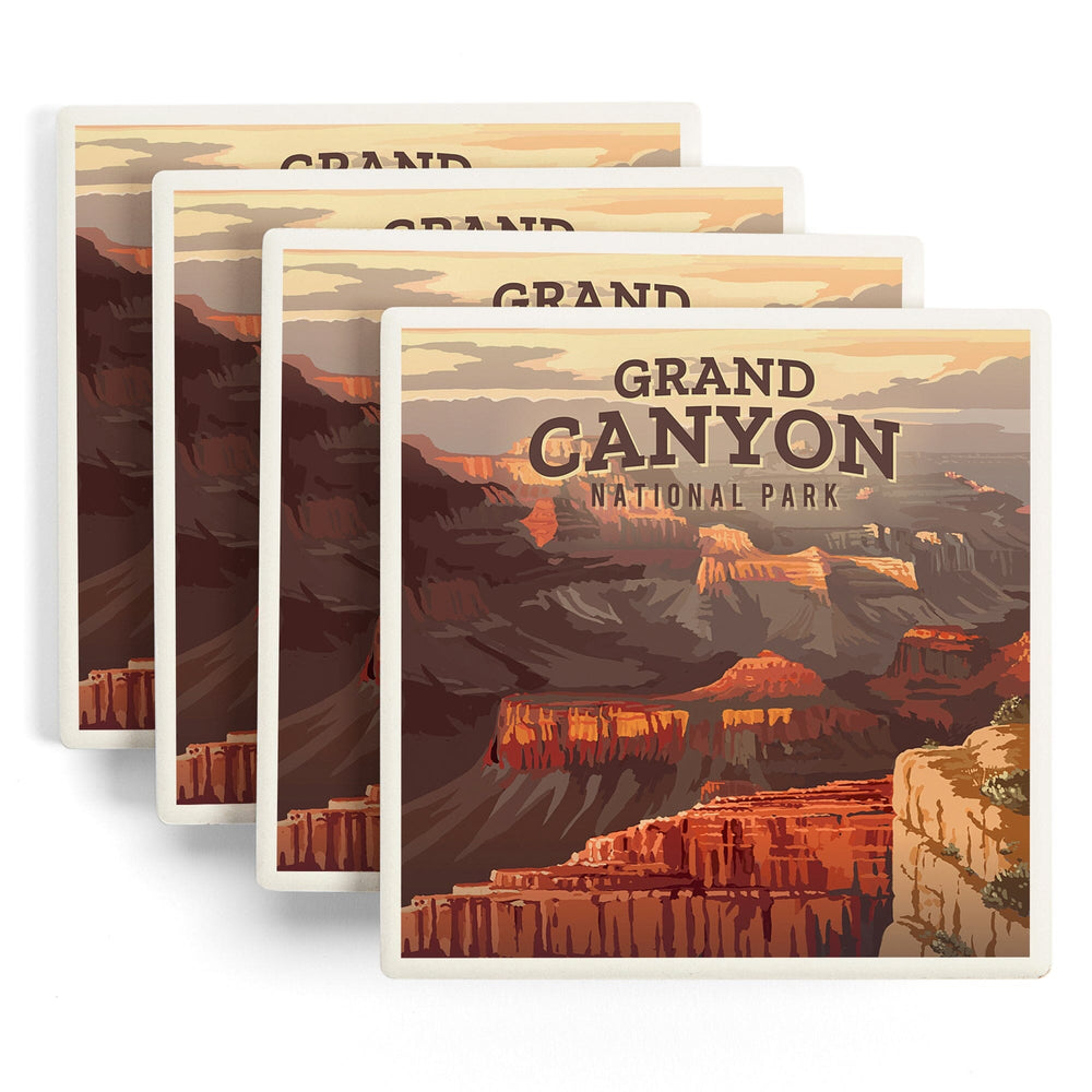Grand Canyon National Park, Mather Point, Painterly, Coasters Coasters Lantern Press 