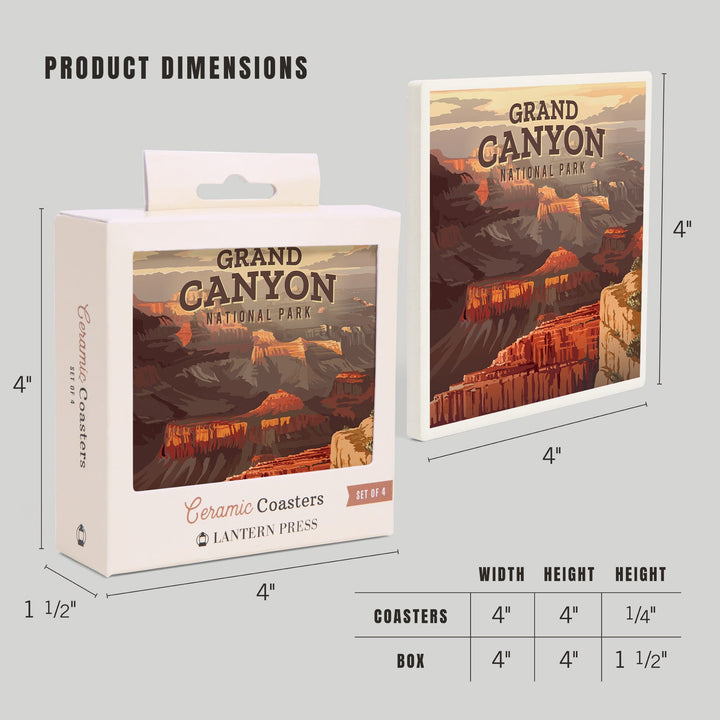 Grand Canyon National Park, Mather Point, Painterly, Coasters Coasters Lantern Press 