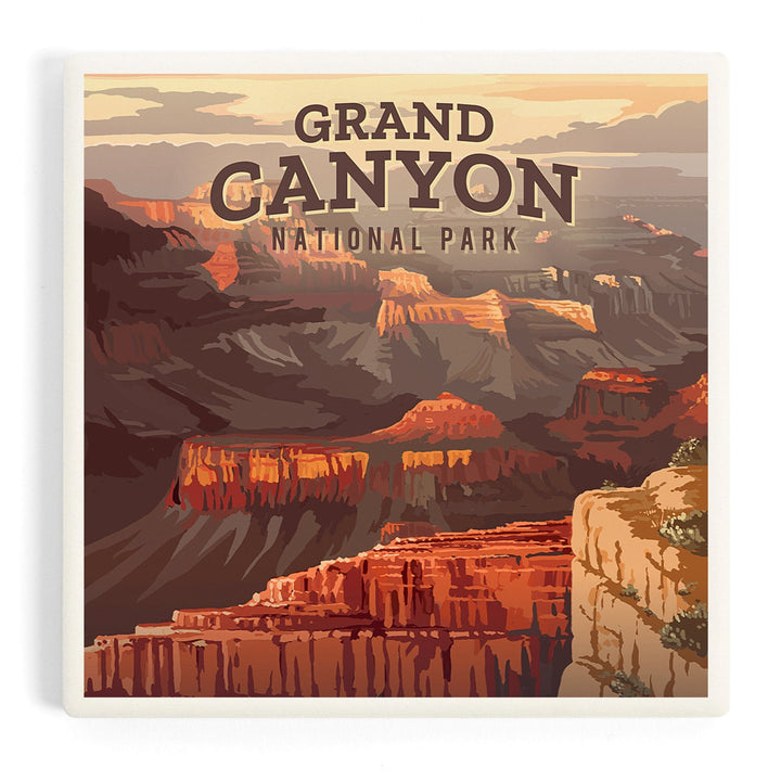 Grand Canyon National Park, Mather Point, Painterly, Coasters Coasters Lantern Press 