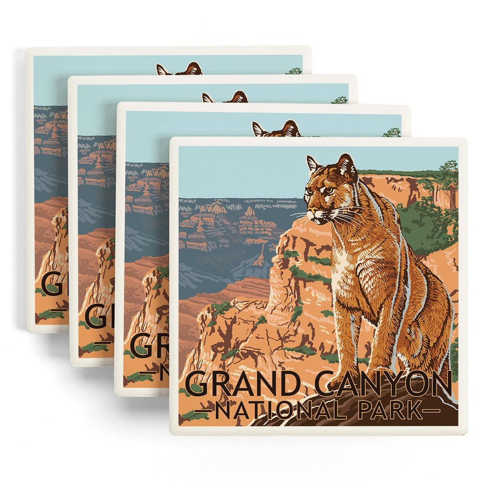 Grand Canyon National Park, Mountain Lion, Coasters Coasters Lantern Press 