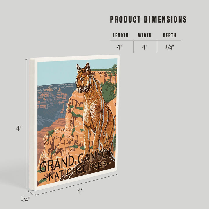 Grand Canyon National Park, Mountain Lion, Coasters Coasters Lantern Press 