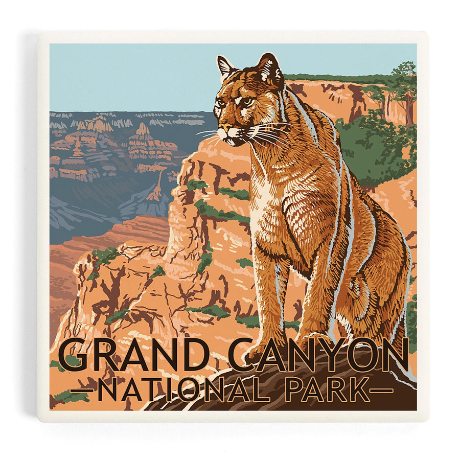 Grand Canyon National Park, Mountain Lion, Coasters Coasters Lantern Press 