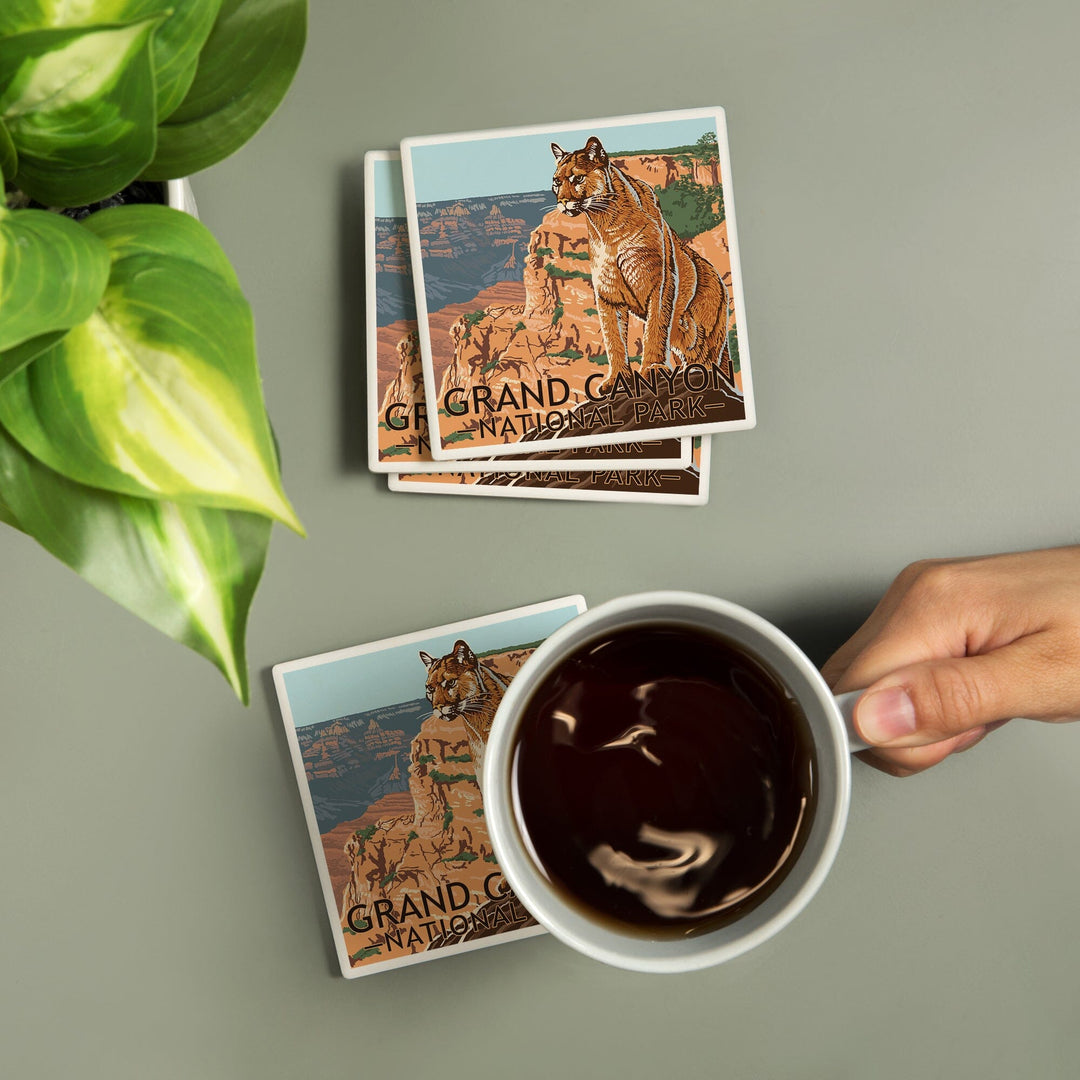 Grand Canyon National Park, Mountain Lion, Coasters Coasters Lantern Press 