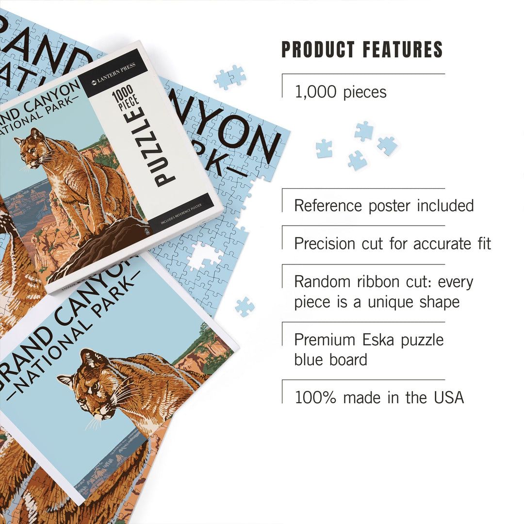 Grand Canyon National Park, Mountain Lion, Jigsaw Puzzle Puzzle Lantern Press 
