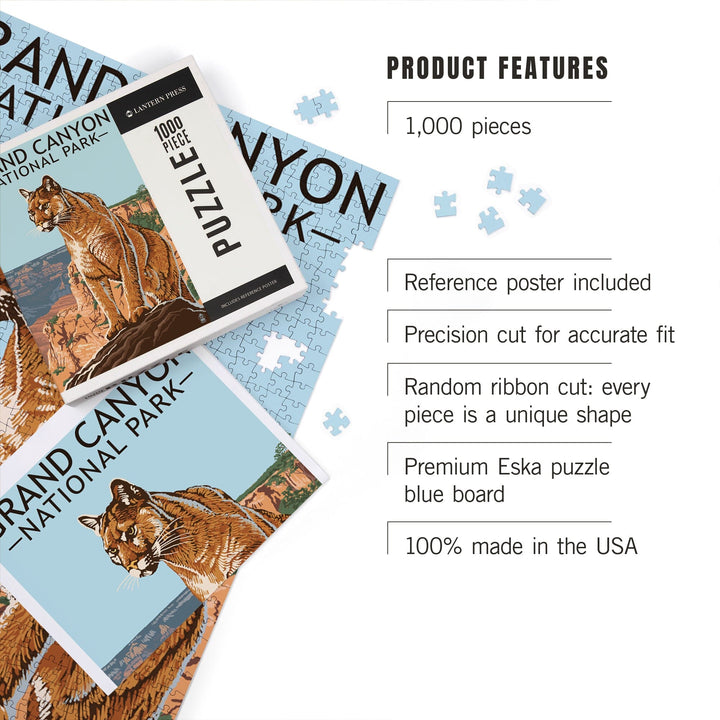 Grand Canyon National Park, Mountain Lion, Jigsaw Puzzle Puzzle Lantern Press 