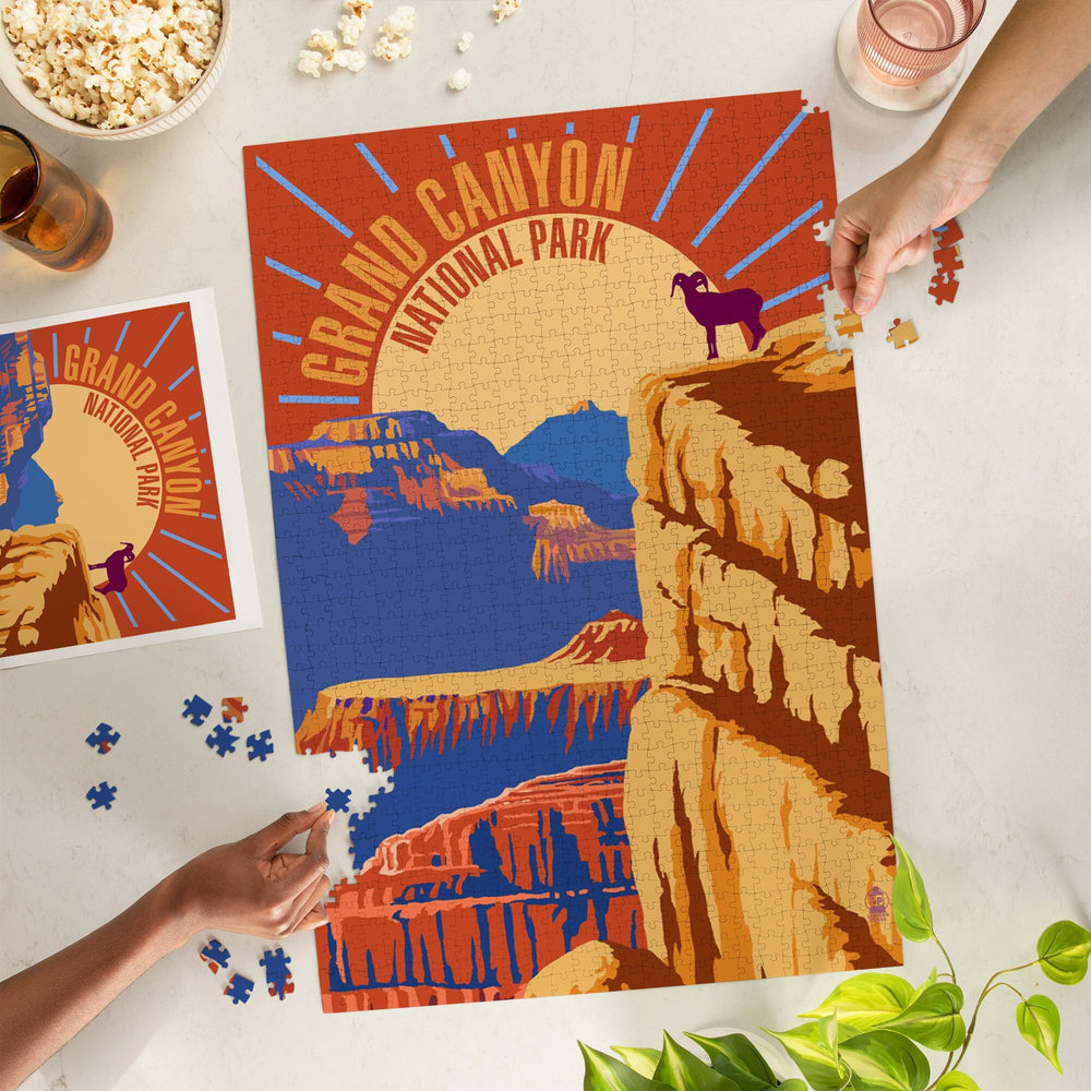 Grand Canyon National Park, Psychedelic, Jigsaw Puzzle Puzzle Lantern Press 