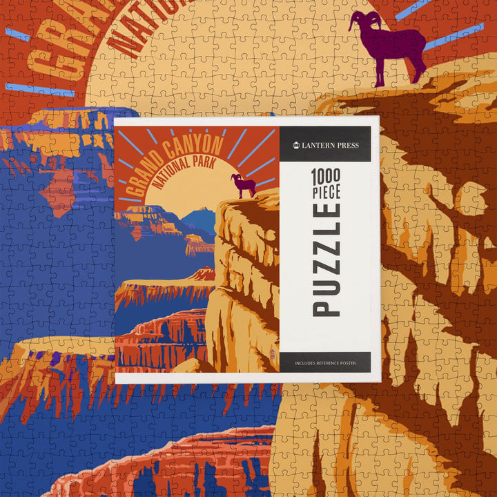 Grand Canyon National Park, Psychedelic, Jigsaw Puzzle Puzzle Lantern Press 