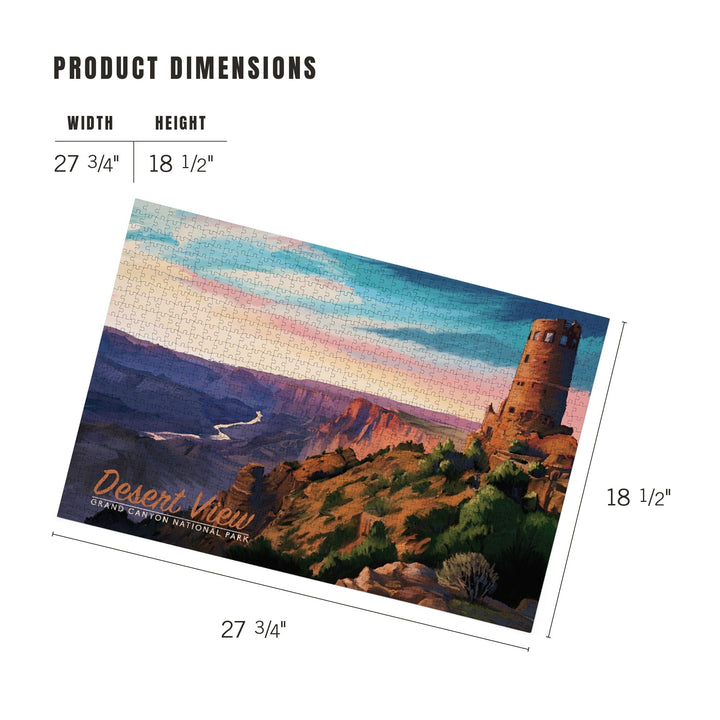 Grand Canyon National Park, Watchtower, Oil Painting, Jigsaw Puzzle Puzzle Lantern Press 