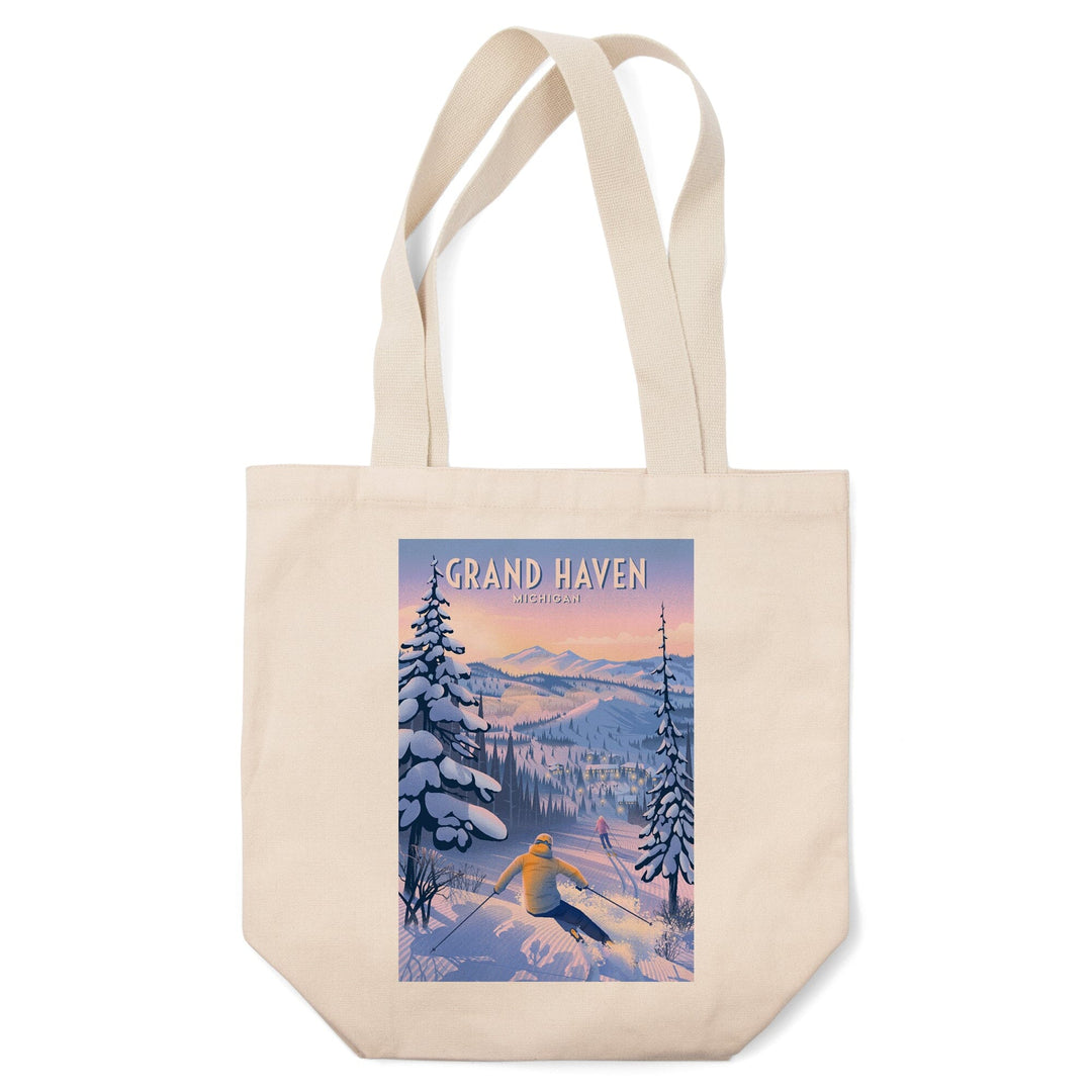 Grand Haven, Michigan, Ski for Miles, Skiing, Tote Bag Totes Lantern Press 