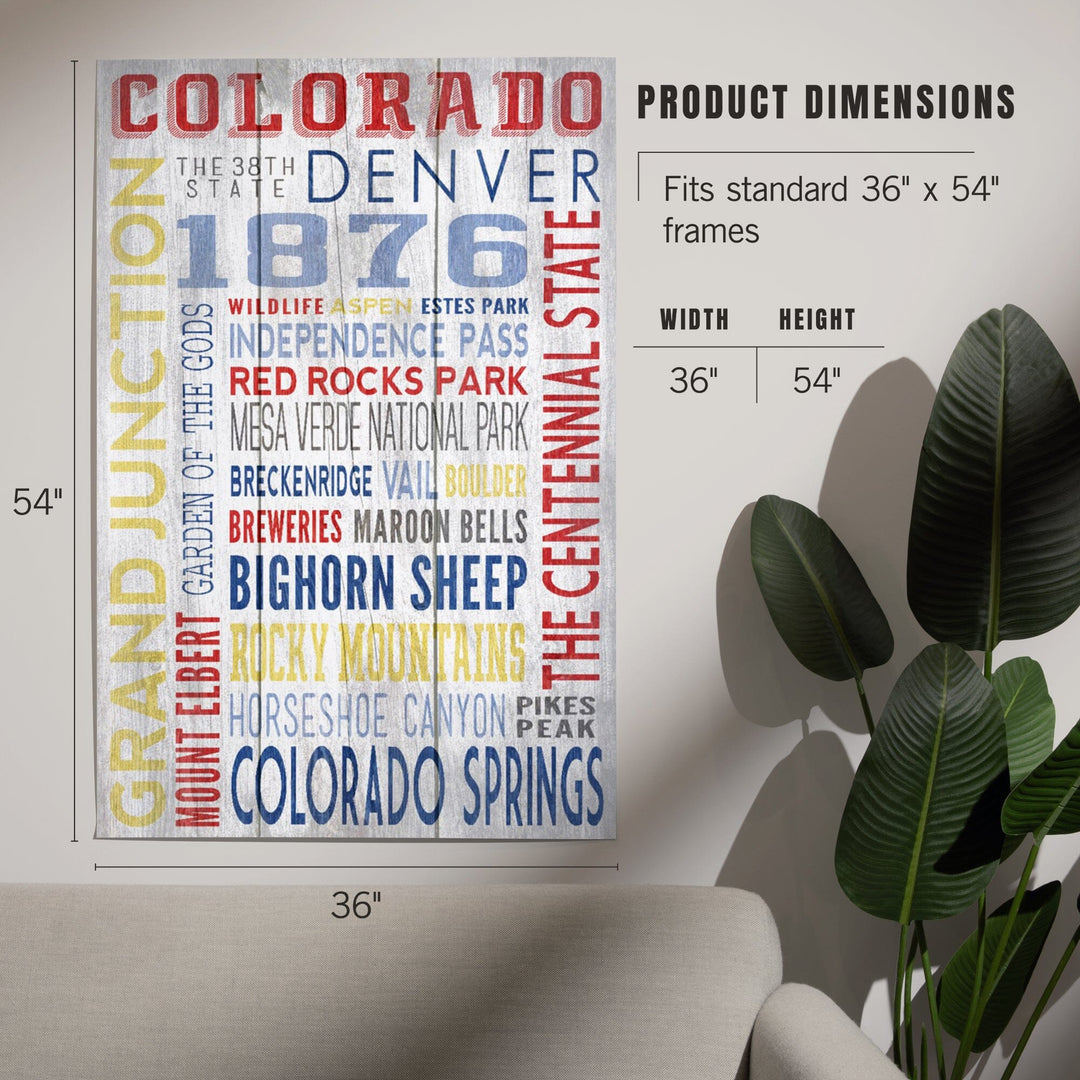 Grand Junction, Colorado, Rustic Typography, Art & Giclee Prints Art Lantern Press 