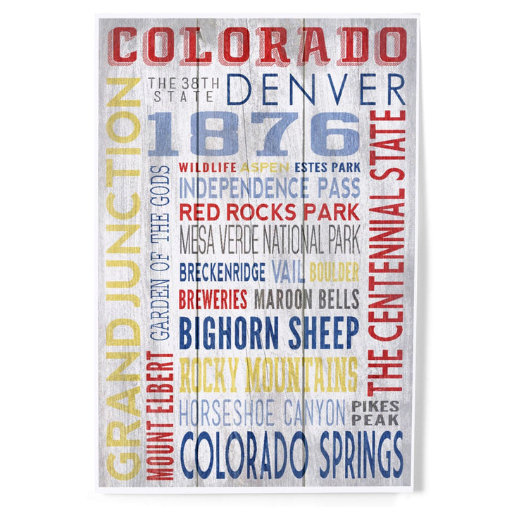Grand Junction, Colorado, Rustic Typography, Art & Giclee Prints Art Lantern Press 