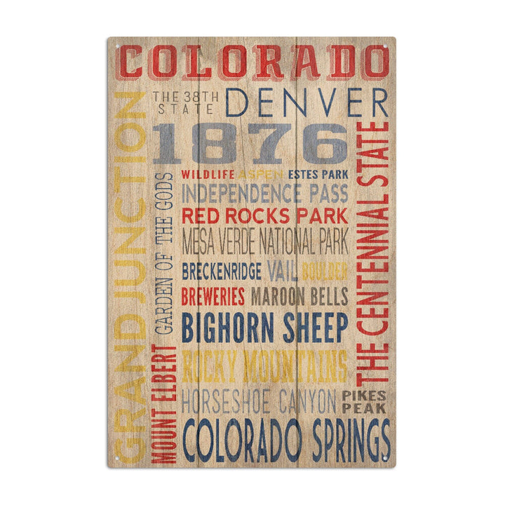 Grand Junction, Colorado, Rustic Typography, Lantern Press Artwork, Wood Signs and Postcards Wood Lantern Press 10 x 15 Wood Sign 