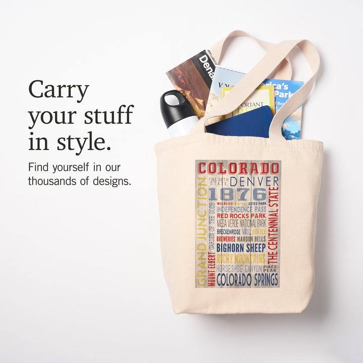 Grand Junction, Colorado, Rustic Typography, Tote Bag Totes Lantern Press 
